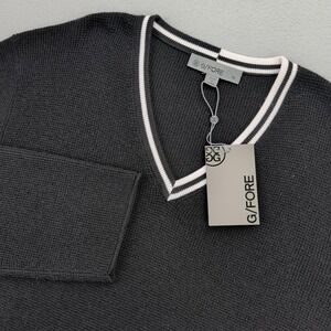 G/FORE Sweater Mens XL Black Onyx Soft Merino Wool V Neck Knit Golf NEW $295